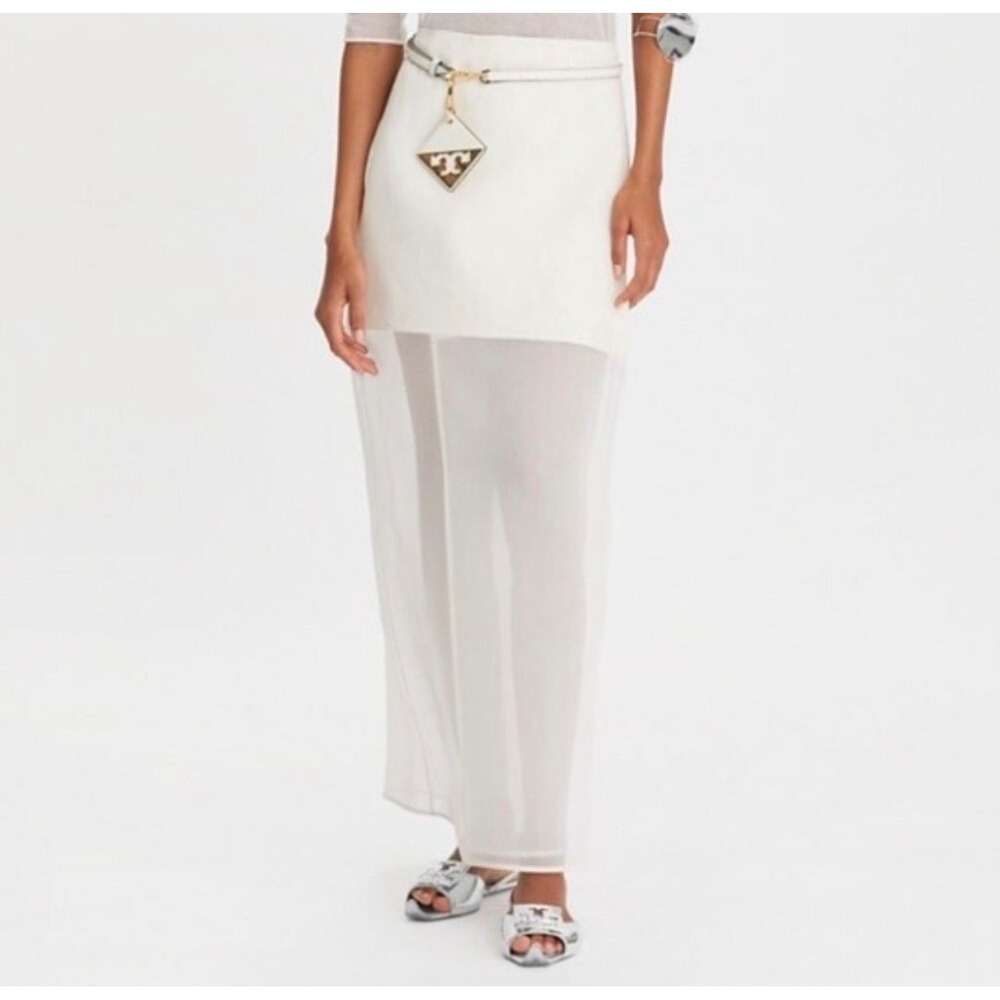 Tory Burch Runway Collection Silk Linen Wrap Maxi Skirt Women 6